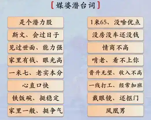 《汉字神操作》媒婆潜台词怎么通关